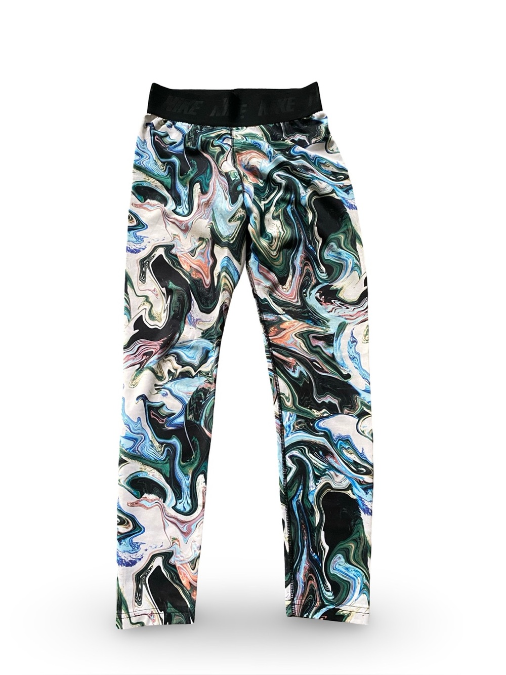 Nike Marble-Effect Leggings - Black, Blue, Green, White
